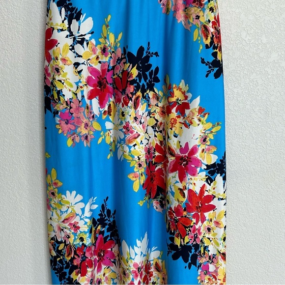 London Times Blue Floral Spaghetti Strap Maxi Dress Women’s Small Sundress - Picture 5 of 6